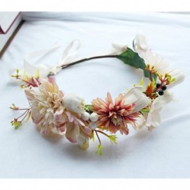 Headbands Boho Flower Headband Hair Wreath Floral Garland Crown Halo Headpiece with Ribbon Wedding Festival Party - 5 - CA185...