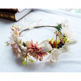 Headbands Boho Flower Headband Hair Wreath Floral Garland Crown Halo Headpiece with Ribbon Wedding Festival Party - 5 - CA185...