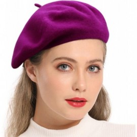 Berets Wool Beret Hat-Solid Color French Style Winter Warm Cap for Women Girls Lady - Purple(cranberry) - CK18C85XT26 $12.72