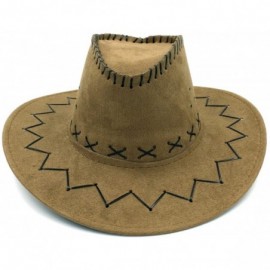 Cowboy Hats Fashion Unisex Adult Western Cowboy Cowgirl Caps Wide Brim Sun Hats - Khaki - CA188G8HC4X $22.02