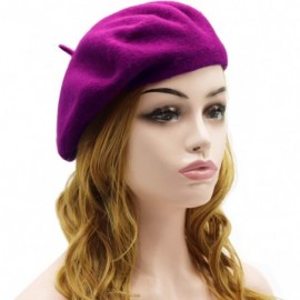 Berets Wool Beret Hat-Solid Color French Style Winter Warm Cap for Women Girls Lady - Purple(cranberry) - CK18C85XT26 $12.72