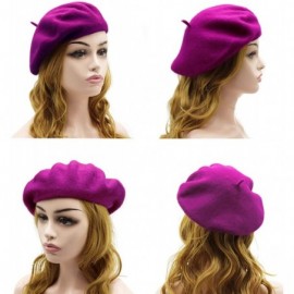 Berets Wool Beret Hat-Solid Color French Style Winter Warm Cap for Women Girls Lady - Purple(cranberry) - CK18C85XT26 $12.72