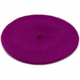 Berets Wool Beret Hat-Solid Color French Style Winter Warm Cap for Women Girls Lady - Purple(cranberry) - CK18C85XT26 $12.72