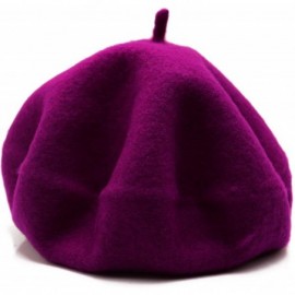 Berets Wool Beret Hat-Solid Color French Style Winter Warm Cap for Women Girls Lady - Purple(cranberry) - CK18C85XT26 $12.72