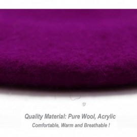 Berets Wool Beret Hat-Solid Color French Style Winter Warm Cap for Women Girls Lady - Purple(cranberry) - CK18C85XT26 $12.72