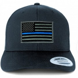 Baseball Caps American Flag Patch Snapback Trucker Mesh Cap - Navy - Thin Blue - CZ188I8RUN7 $14.43