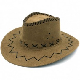 Cowboy Hats Fashion Unisex Adult Western Cowboy Cowgirl Caps Wide Brim Sun Hats - Khaki - CA188G8HC4X $8.06