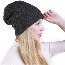Skullies & Beanies Thick Warm Winter Beanie Hat Soft Stretch Slouchy Skully Knit Cap for Women - B-grey - CM18HQHUMM6 $10.60