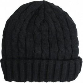 Skullies & Beanies Trendy Winter Warm Soft Beanie Cable Knitted Hat Cap For Women - Black - C311P3FEQZT $10.81