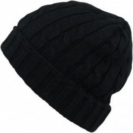 Skullies & Beanies Trendy Winter Warm Soft Beanie Cable Knitted Hat Cap For Women - Black - C311P3FEQZT $10.81