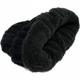 Skullies & Beanies Trendy Winter Warm Soft Beanie Cable Knitted Hat Cap For Women - Black - C311P3FEQZT $10.81