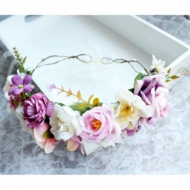 Headbands Adjustable Flower Headband Hair Wreath Floral Garland Crown Halo Headpiece with Ribbon Boho Wedding Festival - 2 - ...