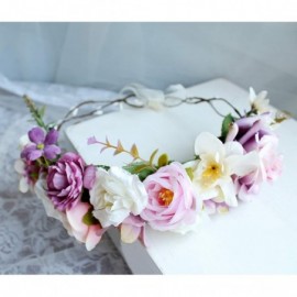 Headbands Adjustable Flower Headband Hair Wreath Floral Garland Crown Halo Headpiece with Ribbon Boho Wedding Festival - 2 - ...