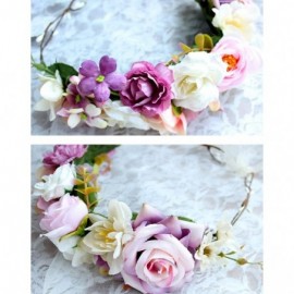 Headbands Adjustable Flower Headband Hair Wreath Floral Garland Crown Halo Headpiece with Ribbon Boho Wedding Festival - 2 - ...