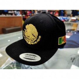 Baseball Caps Mexico Snapback dadhat Flat Panel and Vintage Hats Embroidered Shield and Flag - Black/M.gold - CW12IF18NMJ $33.72