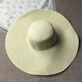 Sun Hats Floppy Wide Brim Straw Hat Women Summer Beach Cap Sun Hat - Beige - C918DQWNAOC $11.28