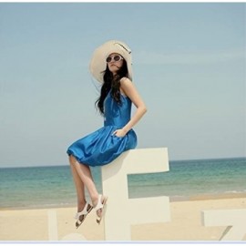 Sun Hats Floppy Wide Brim Straw Hat Women Summer Beach Cap Sun Hat - Beige - C918DQWNAOC $11.28