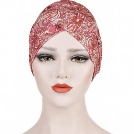Balaclavas Head Scarf for Women Turban Knotted Vintage Flower Print Full Cover Fit-Head Wraps 2019 Winter New Cap - Blue - CS...