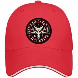 Baseball Caps Unisex Hail Satan Goat 666 red Logo Flat Baseball Cap Fitted Style Hats - Hail Satan Goat-3 - CX18SALRQI3 $12.15