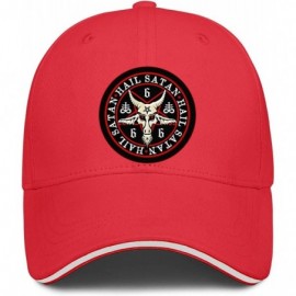 Baseball Caps Unisex Hail Satan Goat 666 red Logo Flat Baseball Cap Fitted Style Hats - Hail Satan Goat-3 - CX18SALRQI3 $12.15