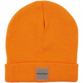 Skullies & Beanies Real Tree Men's Cold Weather Warm Knit Beanie Winter Hat- Black- One Size - Orange - C118URWTWO0 $19.05