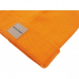 Skullies & Beanies Real Tree Men's Cold Weather Warm Knit Beanie Winter Hat- Black- One Size - Orange - C118URWTWO0 $12.53