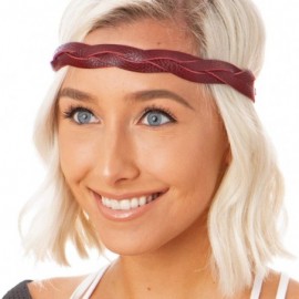 Headbands Women's Adjustable NO SLIP Genuine Leather Headband Braid (Braided Oxblood Leather 1pk) - CZ1972CE7RM $12.93