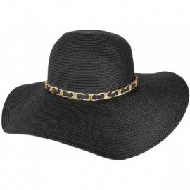 Sun Hats Women's Vintage Classic Derby Panama Hat Floppy Wide Brim Summer Style Beach Hat - Black_ - C912GSPN2ST $19.84