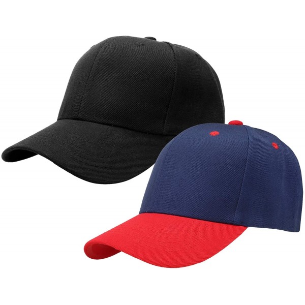 Baseball Caps 2pcs Baseball Cap for Men Women Adjustable Size Perfect for Outdoor Activities - Black/Navyred - CP195D0UWY9 $1...