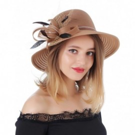 Sun Hats Women's Kentucky Derby Bowler Church Cloche Hat Organza Bridal Dress Cap - Brown - CW180C08SS3 $16.61