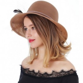 Sun Hats Women's Kentucky Derby Bowler Church Cloche Hat Organza Bridal Dress Cap - Brown - CW180C08SS3 $16.61