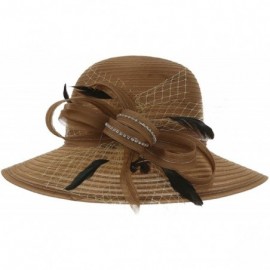 Sun Hats Women's Kentucky Derby Bowler Church Cloche Hat Organza Bridal Dress Cap - Brown - CW180C08SS3 $16.61