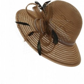 Sun Hats Women's Kentucky Derby Bowler Church Cloche Hat Organza Bridal Dress Cap - Brown - CW180C08SS3 $16.61