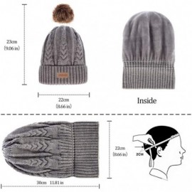 Skullies & Beanies Women's Ponytail Messy Bun Cotton Beanie Winter Warm Stretch Cable Hat Thick Knit Cuff Skull Cap - B2-grey...