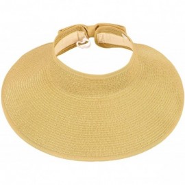 Sun Hats Lullaby Women's UPF 50+ Packable Wide Brim Roll-Up Sun Visor Beach Straw Hat - Beige - C11956ZRH89 $9.92