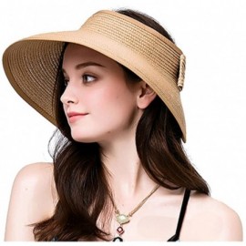 Sun Hats Lullaby Women's UPF 50+ Packable Wide Brim Roll-Up Sun Visor Beach Straw Hat - Beige - C11956ZRH89 $9.92