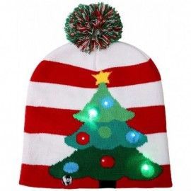 Skullies & Beanies LED Light-up Knitted Ugly Sweater Holiday Xmas Christmas Beanie - 3 Flashing Modes - Green Christmas Tree ...