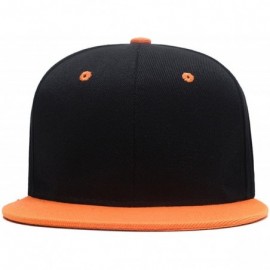 Baseball Caps Hip Hop Snapback Casquette-Embroidered.Custom Flat Bill Dance Plain Baseball Dad Hats - Black Orange - CF18HK65...