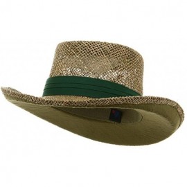 Sun Hats Gambler Straw Hat - Navy Band - Green - C511FOOXX6R $33.86