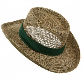 Sun Hats Gambler Straw Hat - Navy Band - Green - C511FOOXX6R $33.86