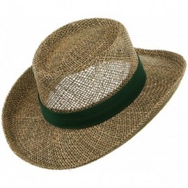 Sun Hats Gambler Straw Hat - Navy Band - Green - C511FOOXX6R $33.86