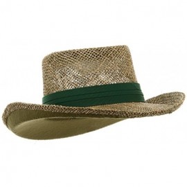 Sun Hats Gambler Straw Hat - Navy Band - Green - C511FOOXX6R $33.86