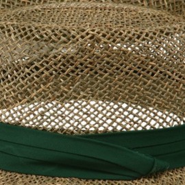 Sun Hats Gambler Straw Hat - Navy Band - Green - C511FOOXX6R $33.86