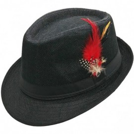 Fedoras Fedora HAT with Band & Feather - Trilby Gangster Mob Panama Jazz Vintage Style - Black - C2189MWEYAK $13.16