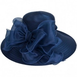 Sun Hats Women's Dressy Church Baptism Wedding Derby Hat - Navy - C217YSN3EE5 $19.28