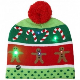 Skullies & Beanies LED Light up Hat Knitted Ugly Sweater Holiday Xmas Christmas Beanies Colorful Lights Flashing Hat Knit Cap...