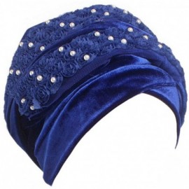 Headbands Women Velvet Turban Hat Headwrap Headscarf Headband Long Head Wrap Hijab Scarf - Jb Flower Royal Blue - C818YD5D9W7...