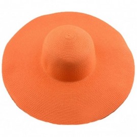 Sun Hats Womens Beach Hat Striped Straw Sun Hat Floppy Big Brim Hat (Orange) - C118R96ZDUH $43.78
