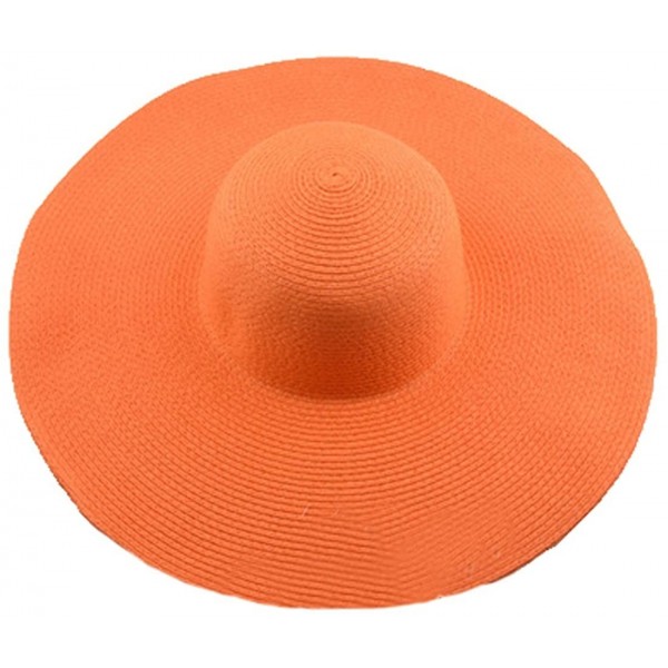 Sun Hats Womens Beach Hat Striped Straw Sun Hat Floppy Big Brim Hat (Orange) - C118R96ZDUH $25.54