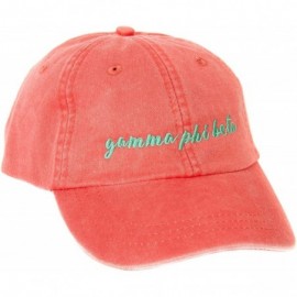 Baseball Caps Gamma Phi Beta (N) Sorority Baseball Hat Cap Cursive Name Font Gamma phi - Coral - C0189D97I70 $24.40